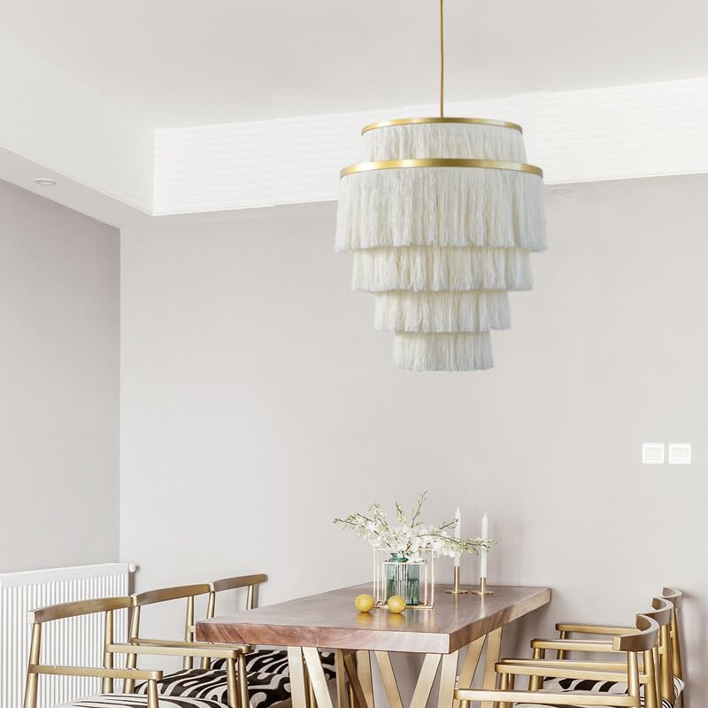 Boho Tassel Fringe Pendant Light Fixture