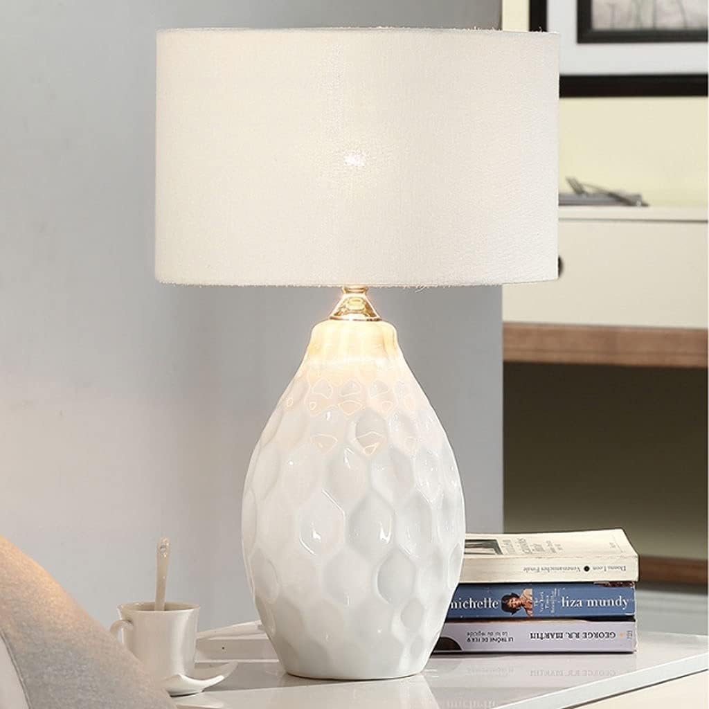 Desk Ceramic Table Lamp With Fabric Shade