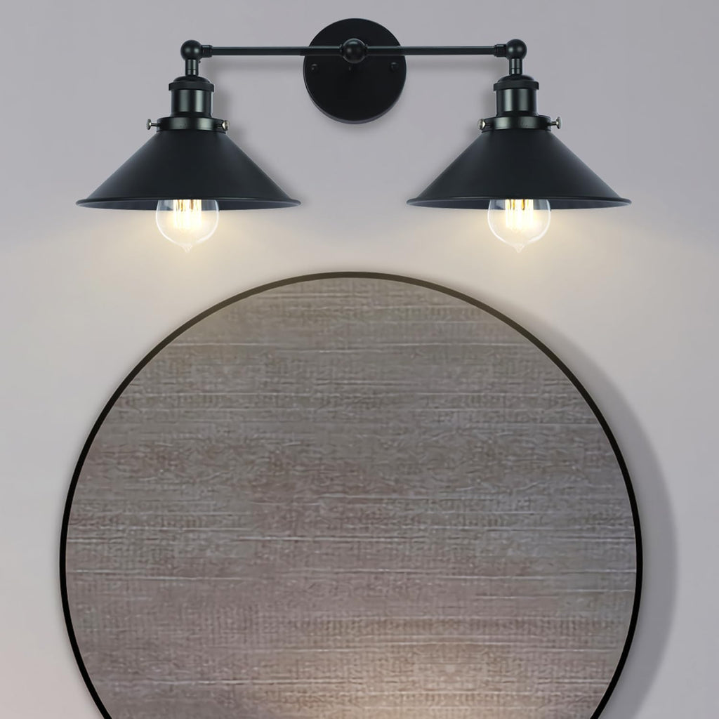 Industrial Black Pipe Bathroom Wall Sconce