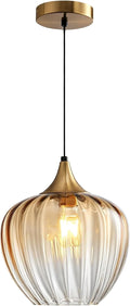 Amber Glass Kitchen Island Pendant Light Fixture