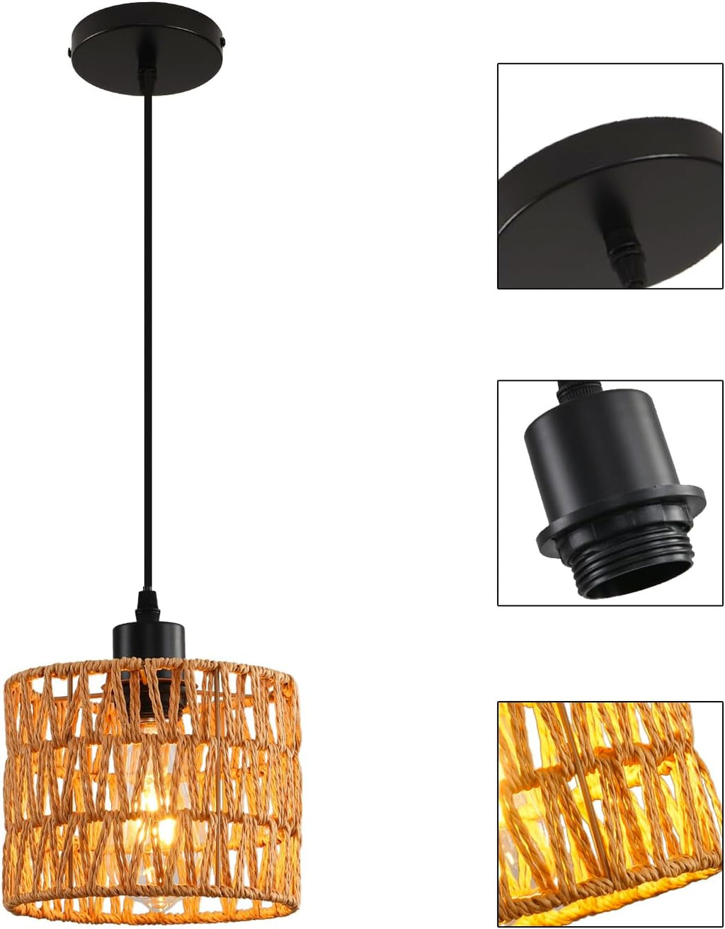 Boho Rattan Woven Pendant Ceiling Light