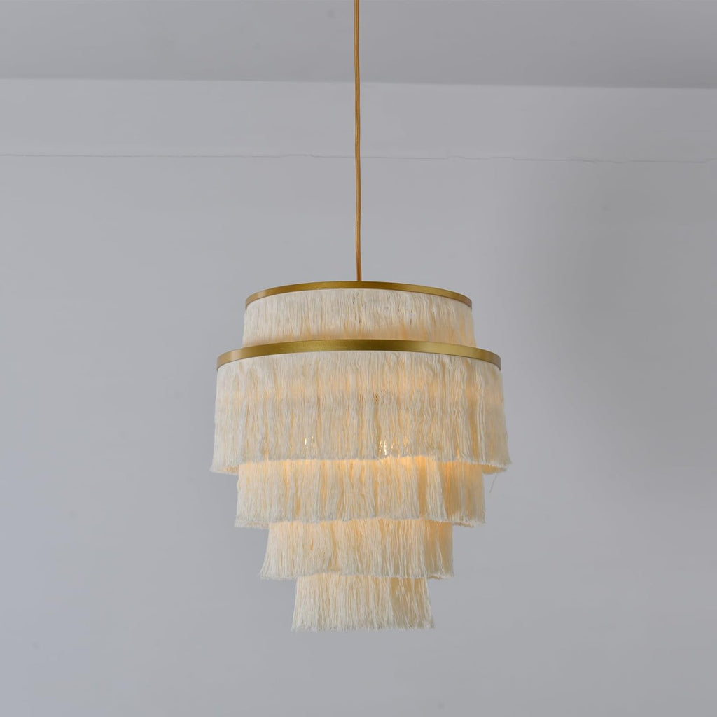 Boho Tassel Fringe Pendant Light Fixture