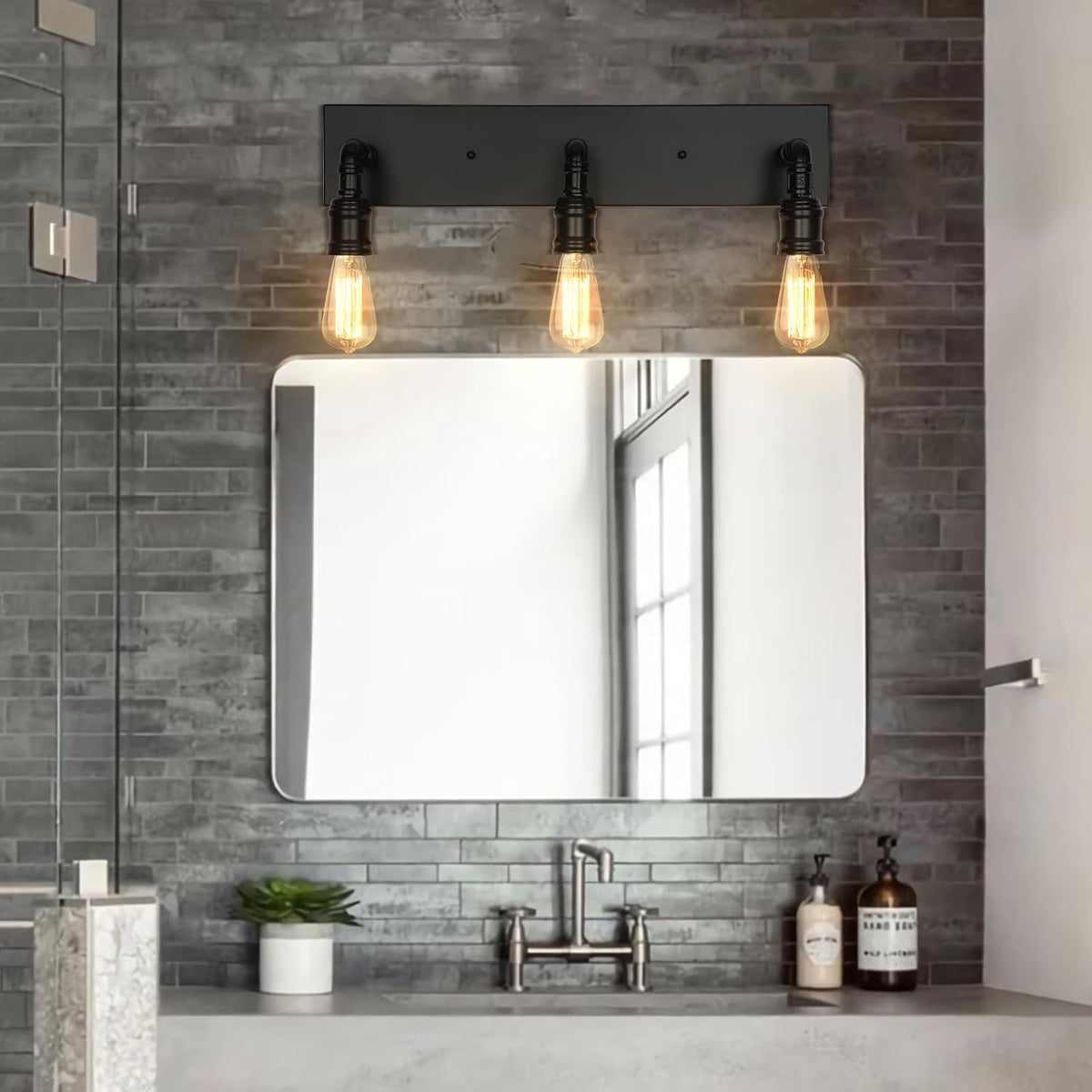 Farmhouse Industrial Pipe Bathroom Wall Sconce