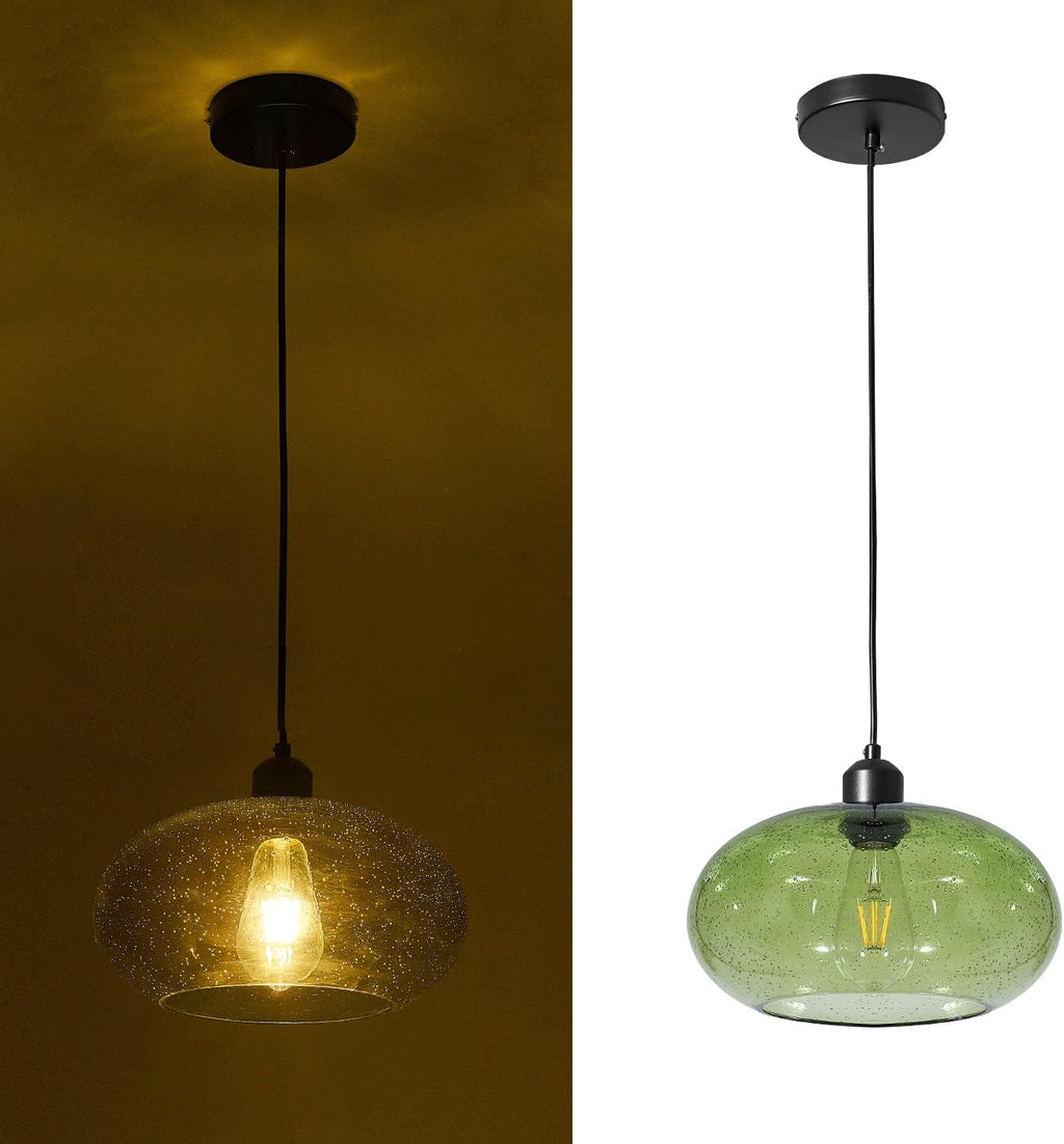 Modern Green Glass Dome Pendant Light Fixture