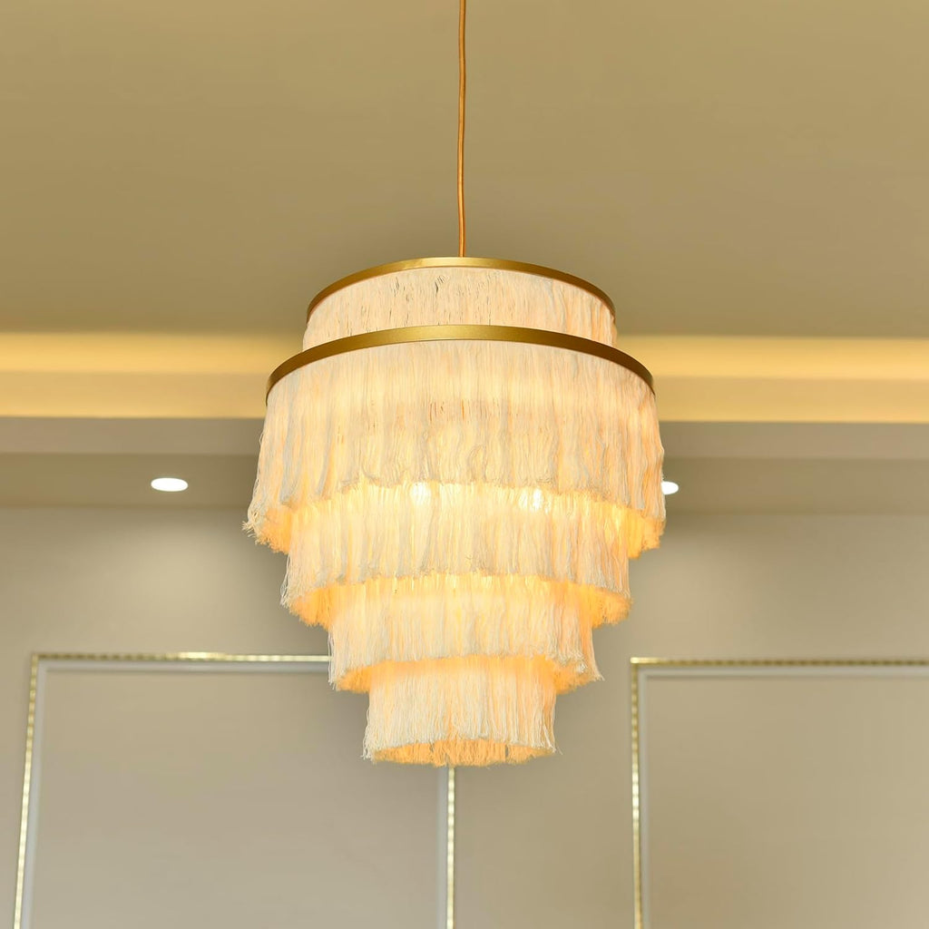 Boho Tassel Fringe Pendant Light Fixture