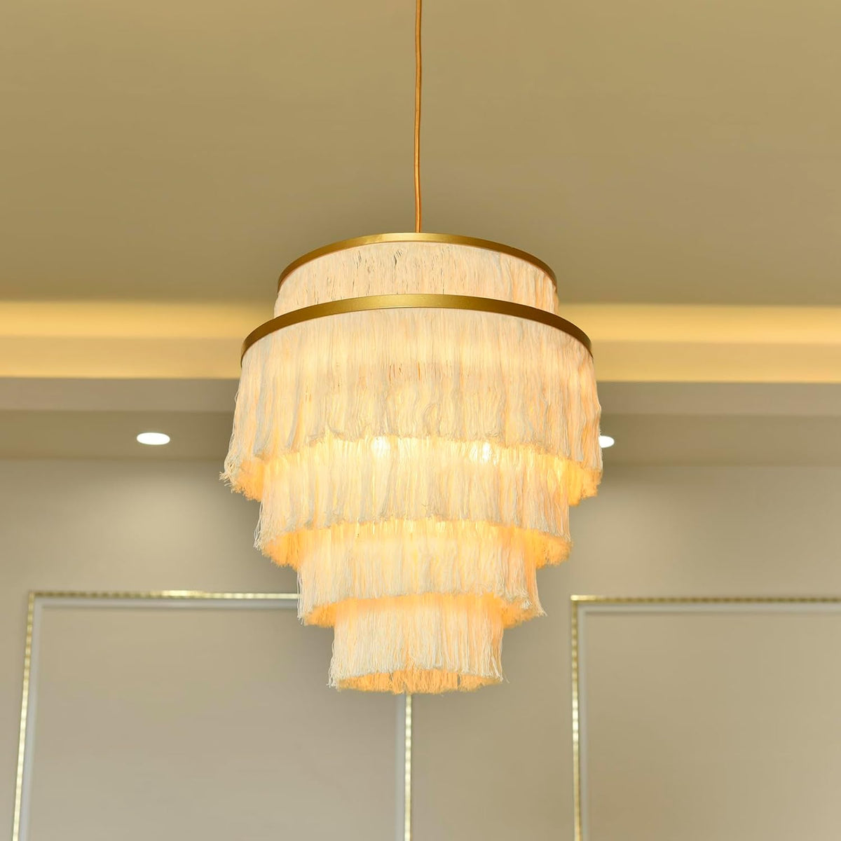 Boho Tassel Fringe Pendant Light Fixture