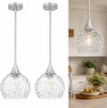 Brushed Nickel Glass Kitchen Pendant Light Fixture