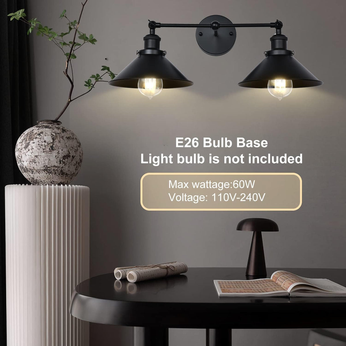 Industrial Black Pipe Bathroom Wall Sconce