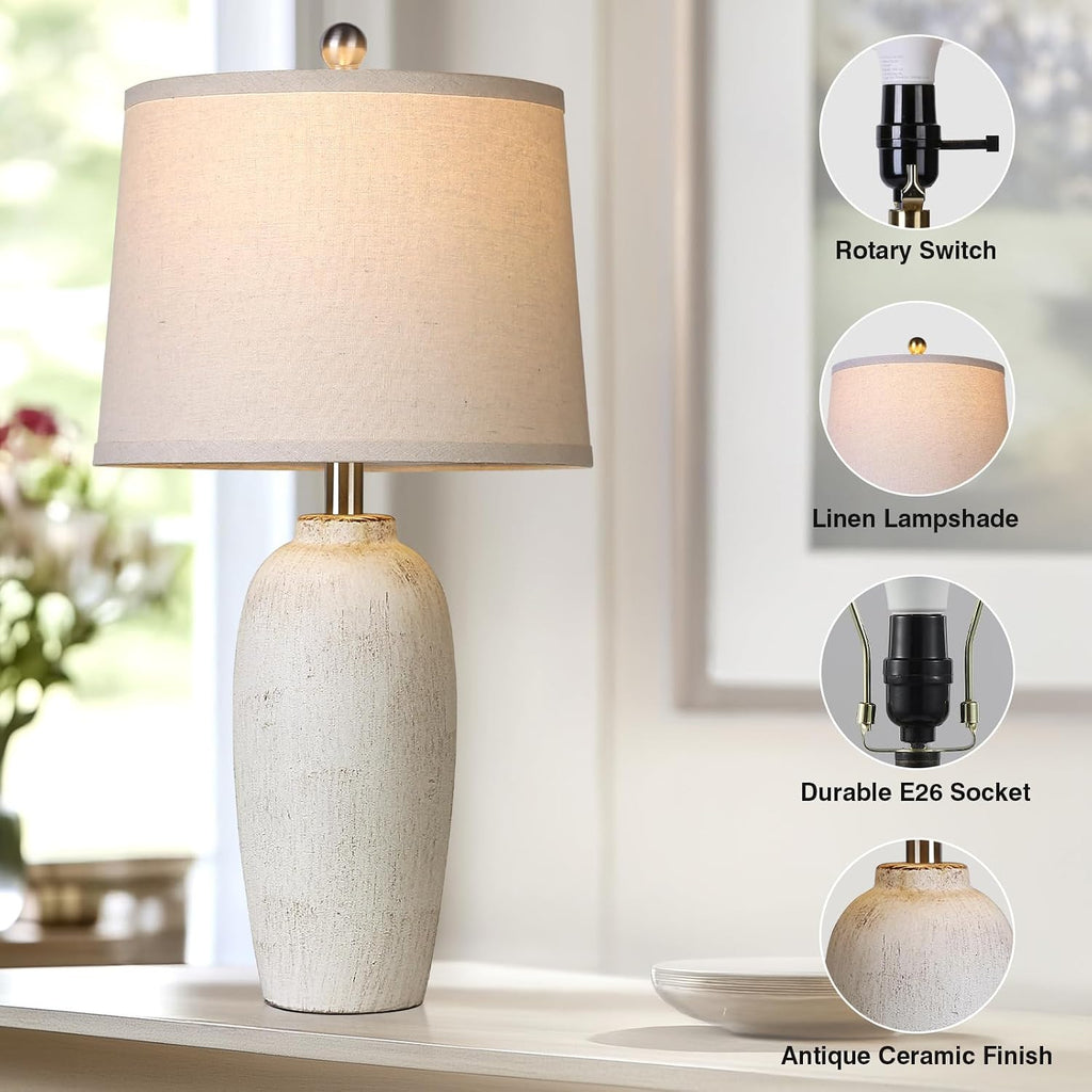 Ceramic Bedside Lamps Set Of Two