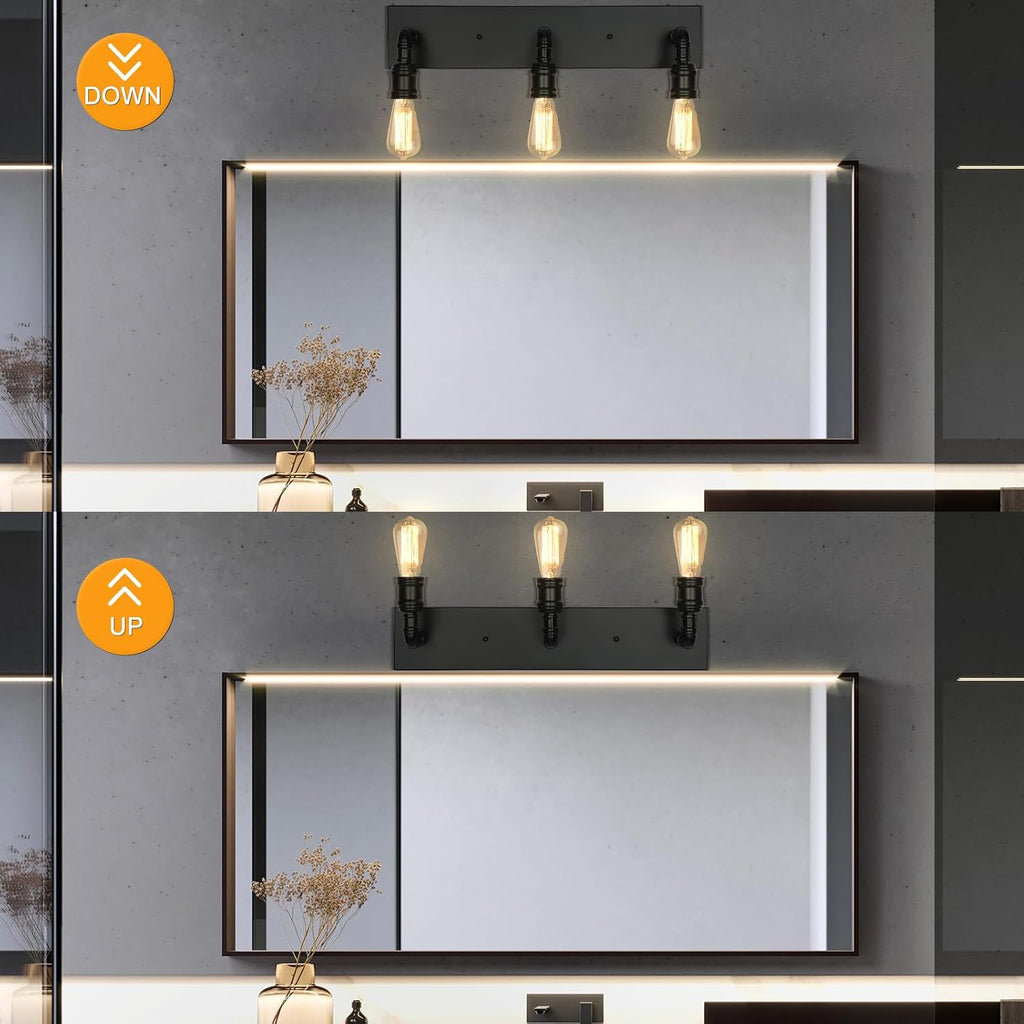 Farmhouse Industrial Pipe Bathroom Wall Sconce