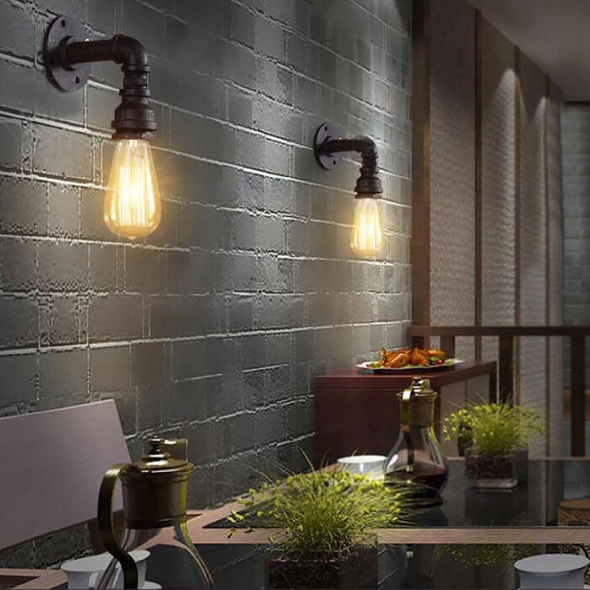 Industrial Metal Pipe Wall Sconce Lighting Fixture