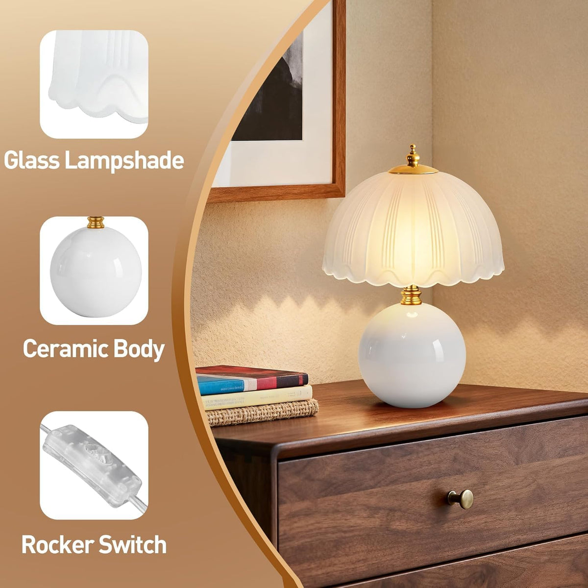 Cute Ceramic Mushroom Table Lamp