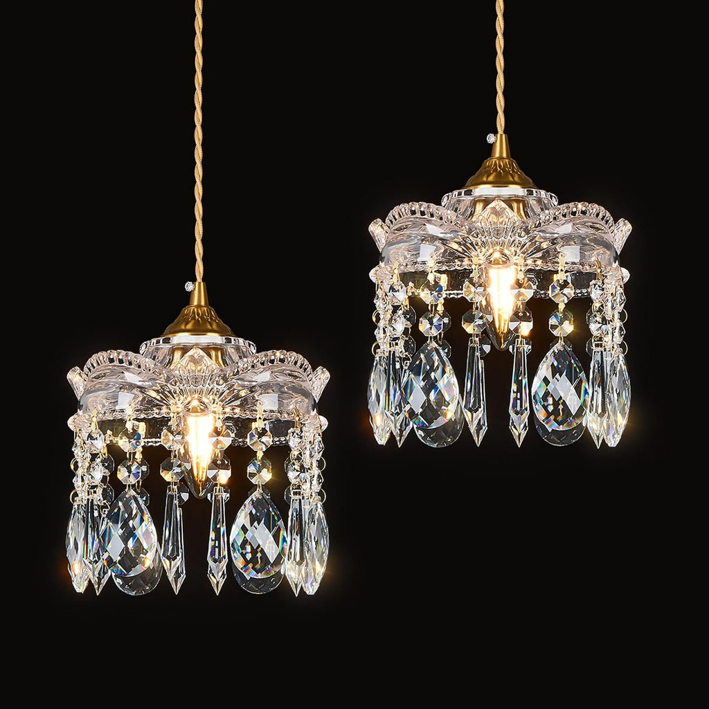 Vintage Brass Glass Pendant Light Fixture