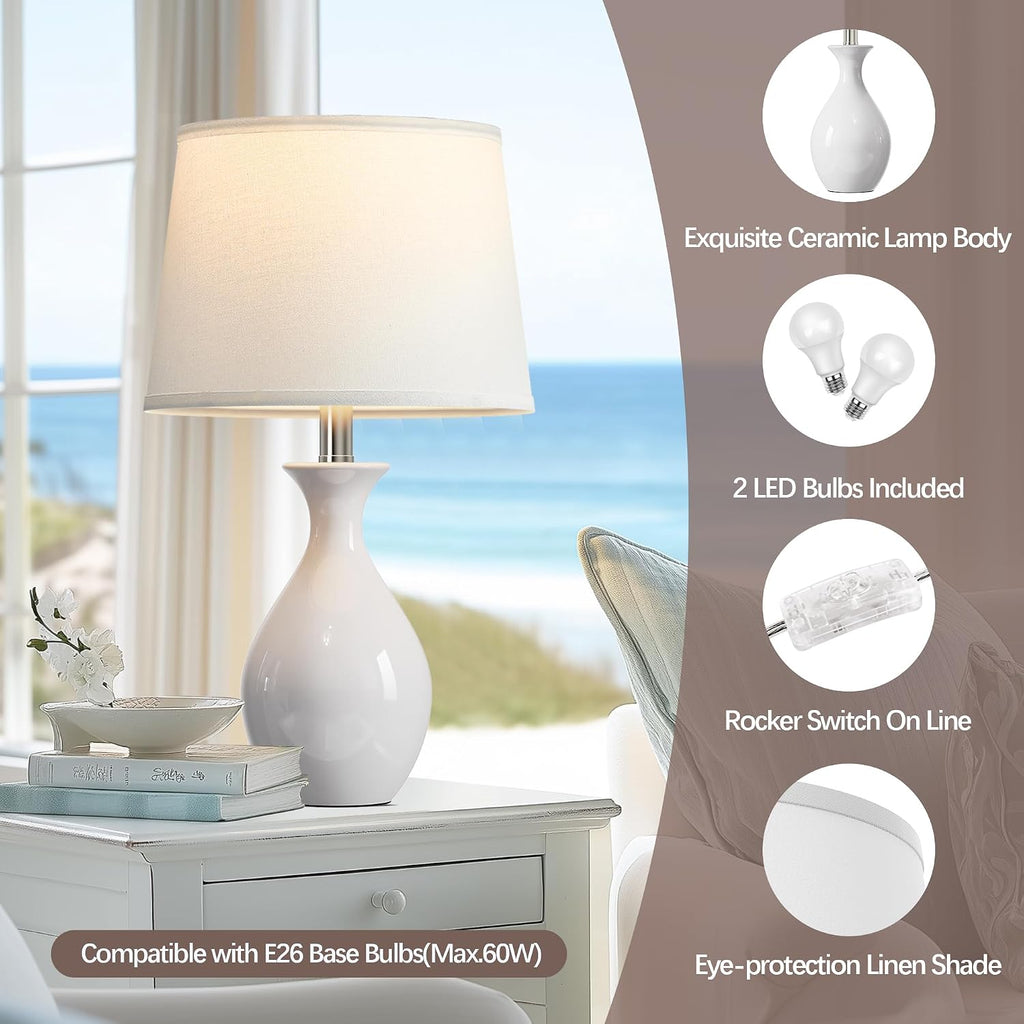 Modern Ceramic Bedside Lamps Set Two