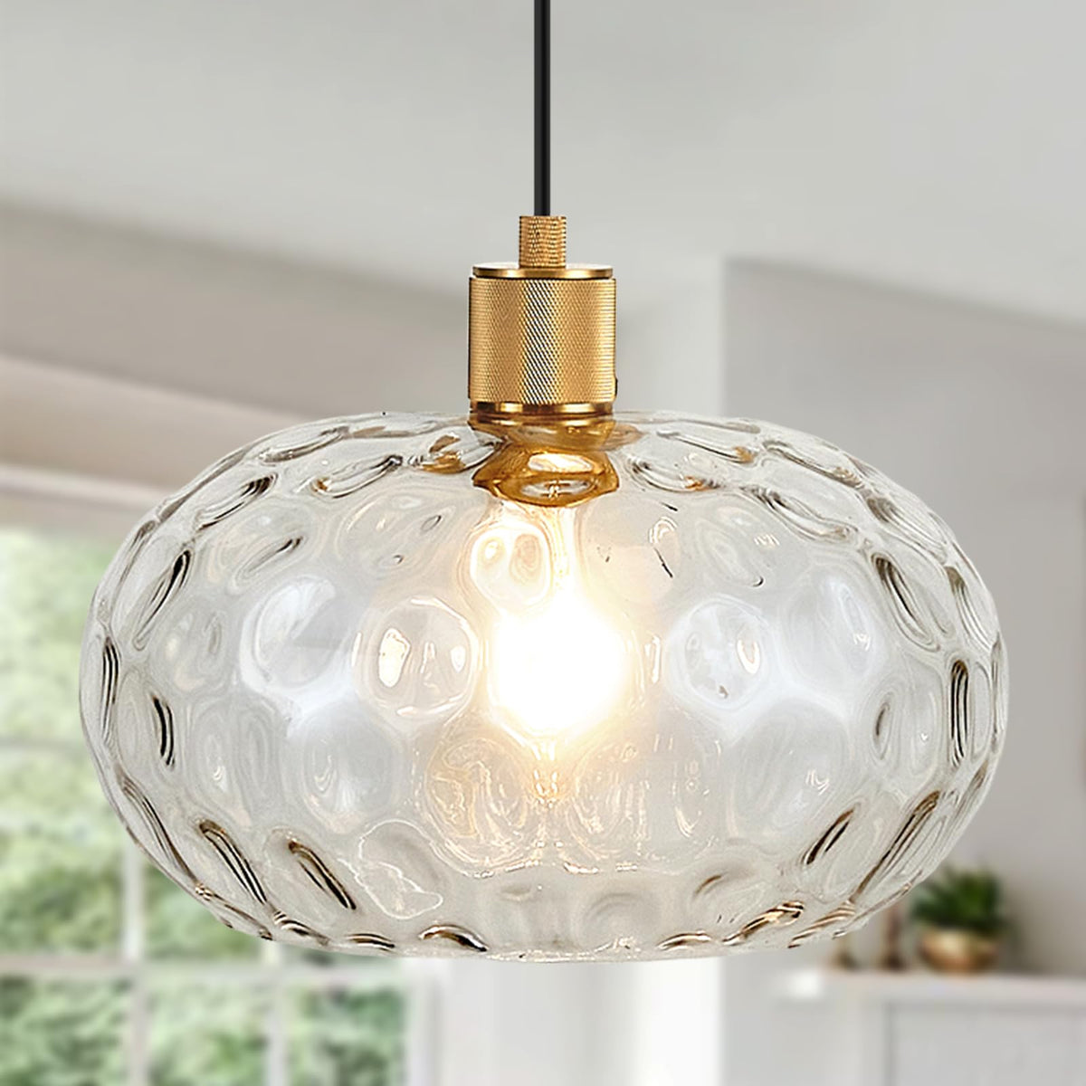 Adjustable Glass Kitchen Pendant Light Fixture