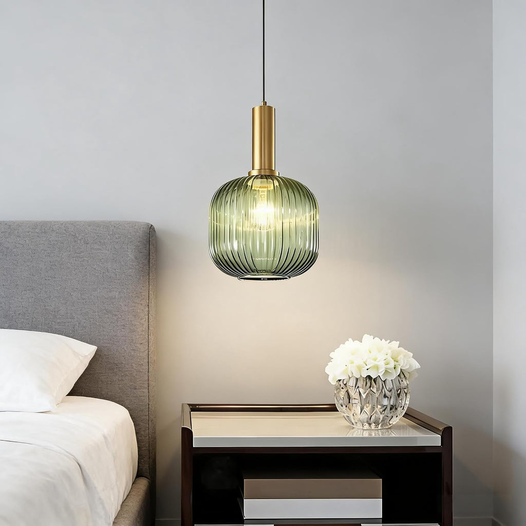 Modern Green Glass Plug‑in Pendant Light