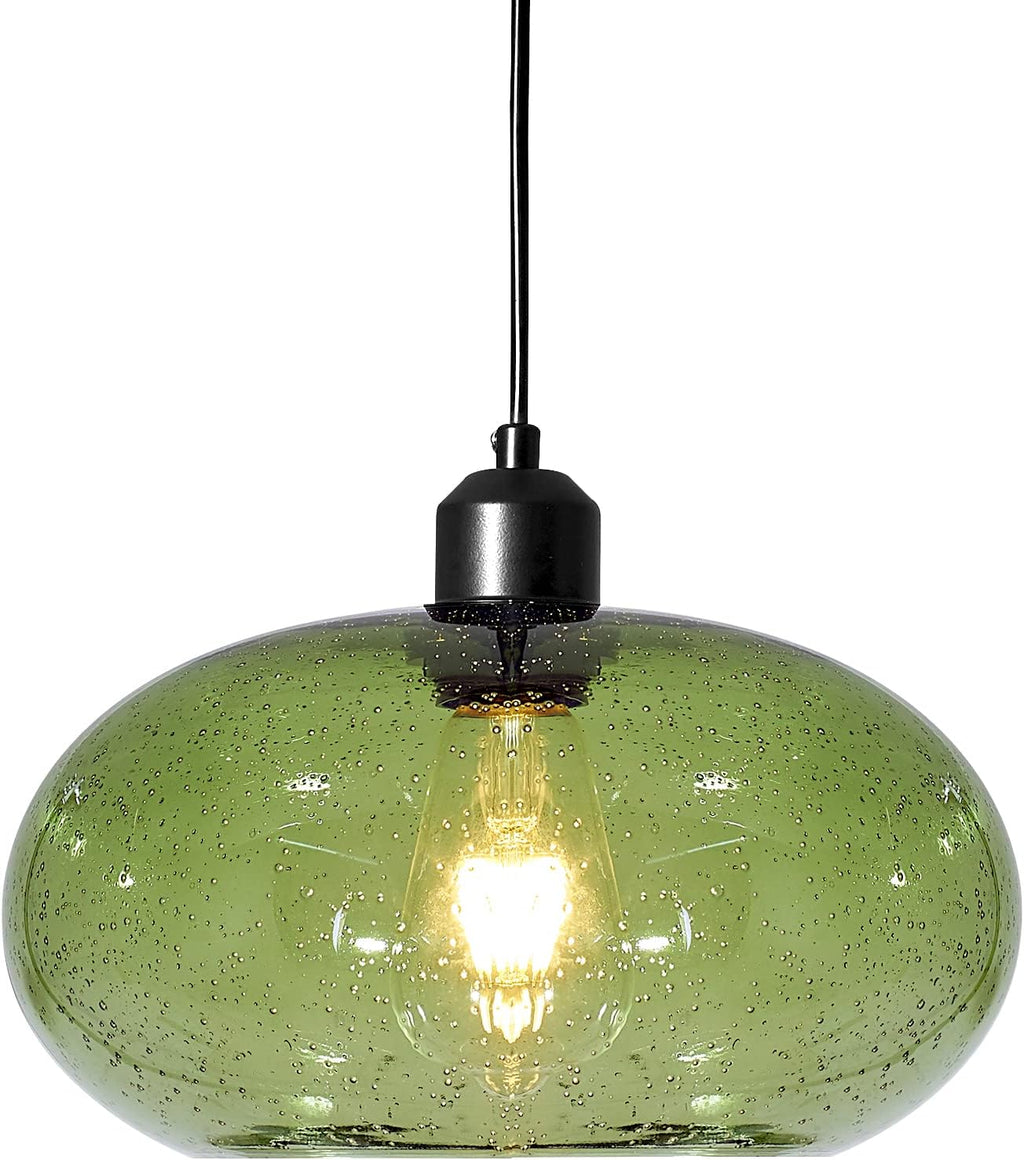 Modern Green Glass Dome Pendant Light Fixture
