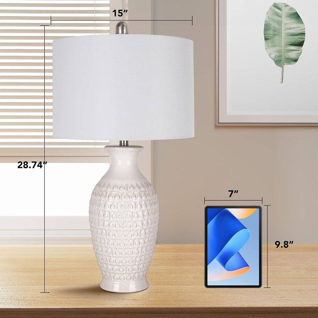 Modern Ceramic Table Lamp With Linen Shade