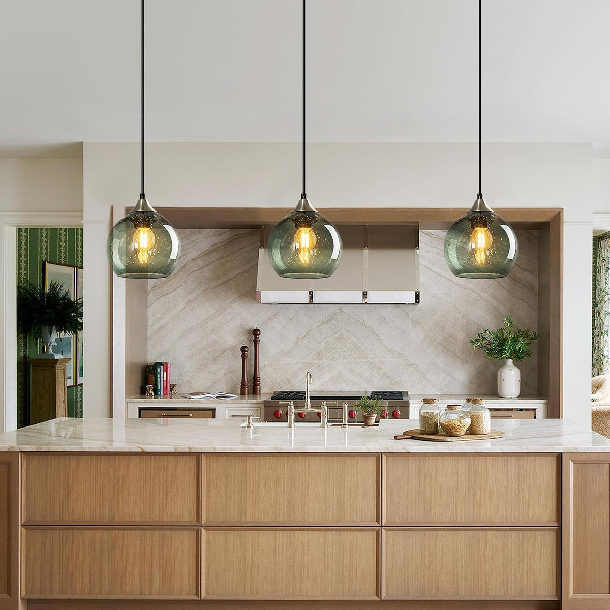 Modern Globe Glass Kitchen Pendant Light Fixture