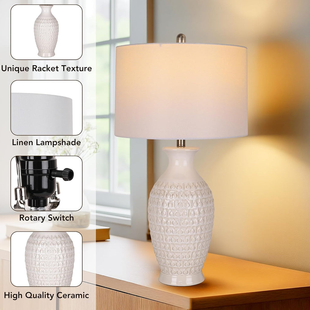 Modern Ceramic Table Lamp With Linen Shade