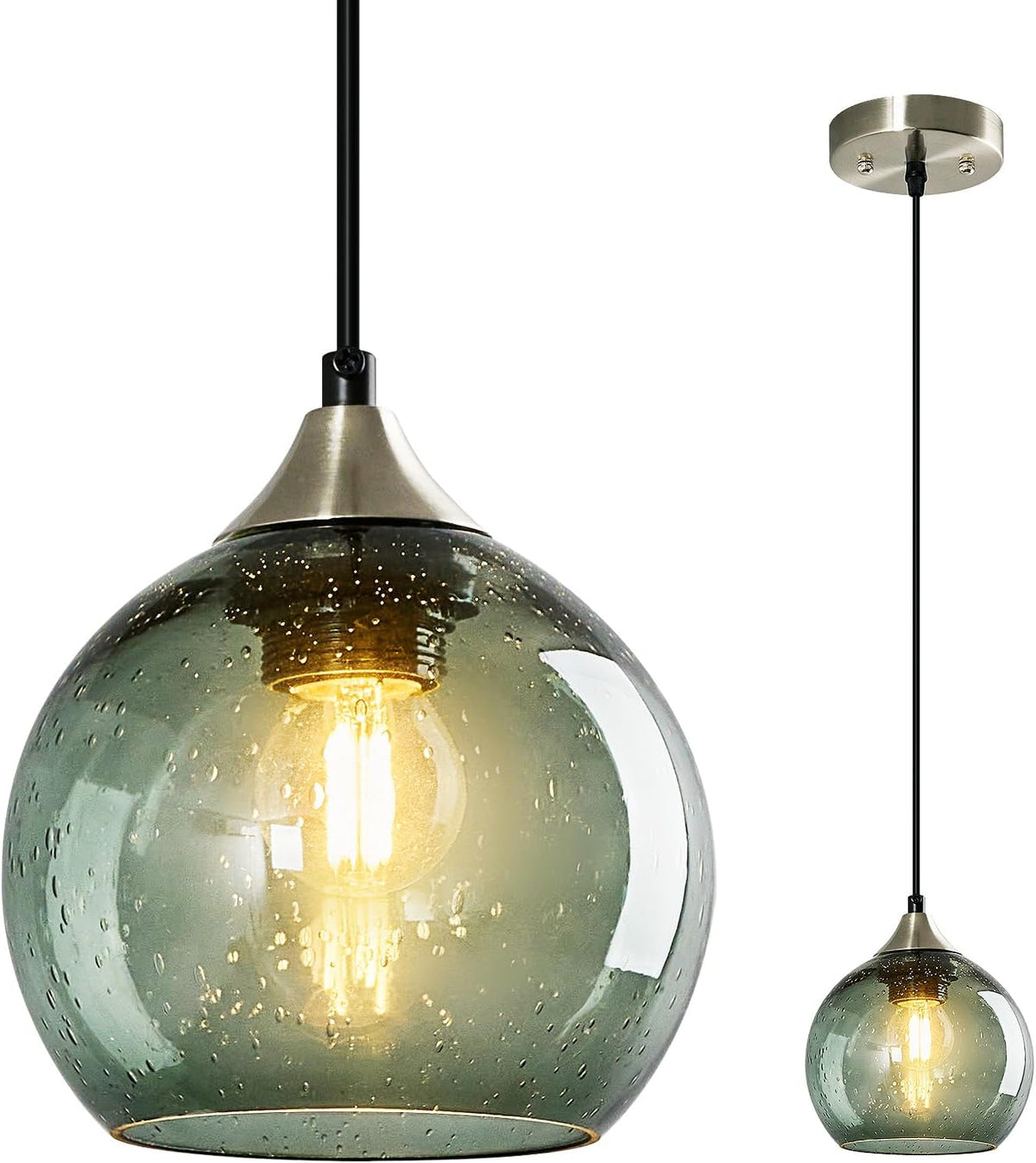 Modern Globe Glass Kitchen Pendant Light Fixture