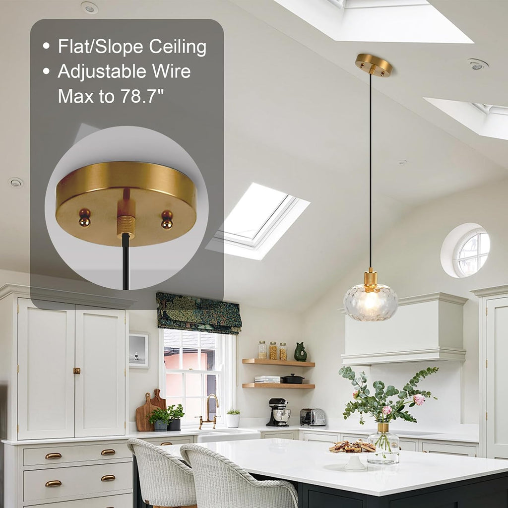 Adjustable Glass Kitchen Pendant Light Fixture