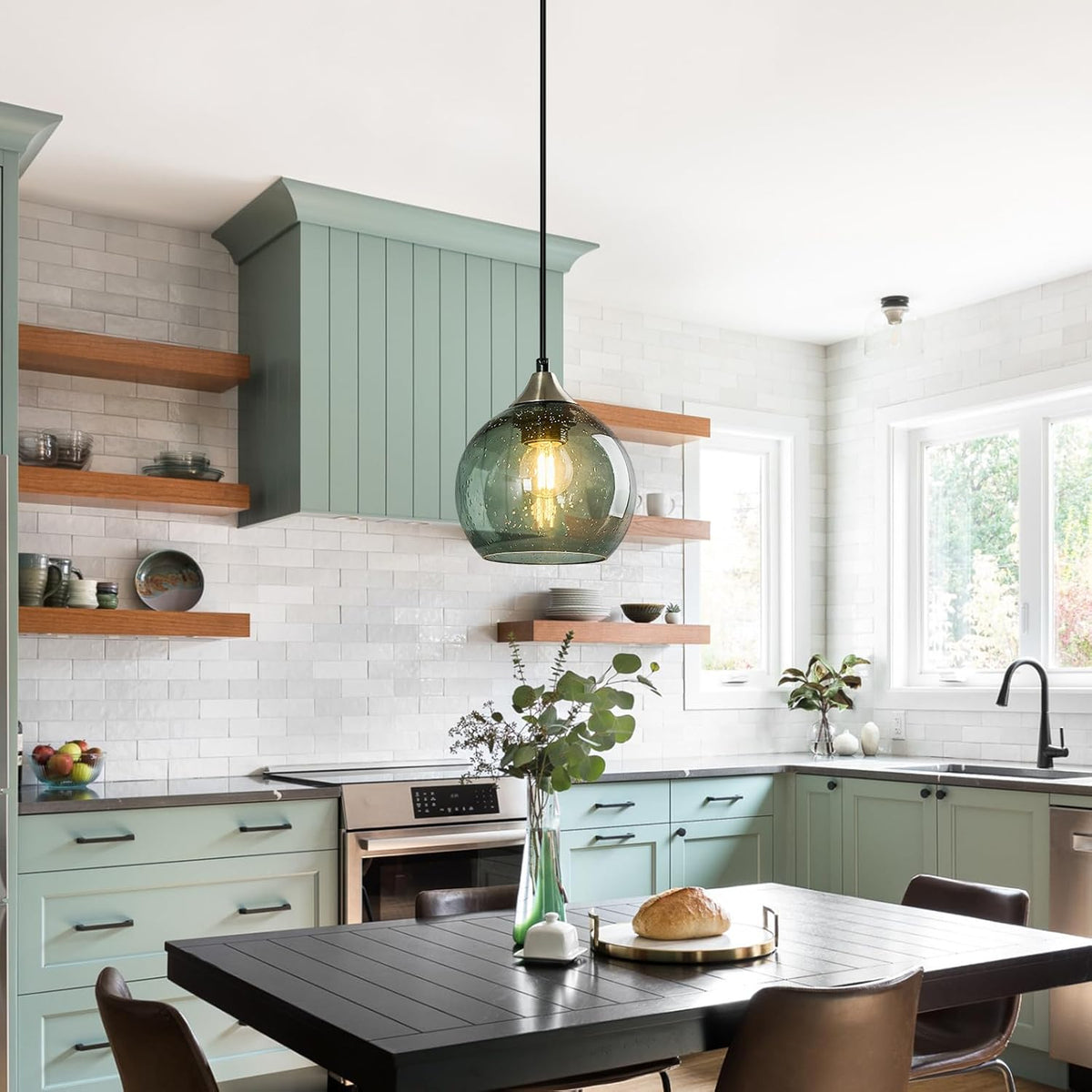 Modern Globe Glass Kitchen Pendant Light Fixture
