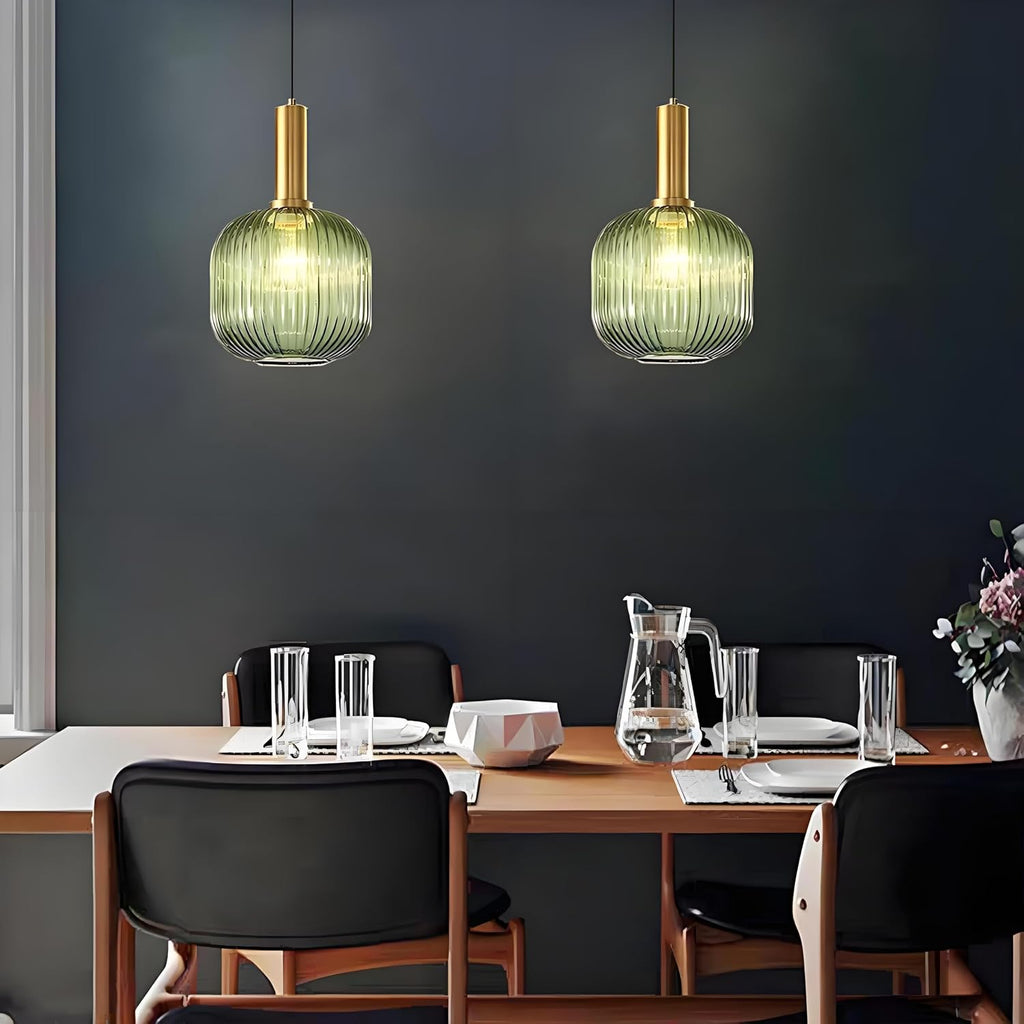 Modern Green Glass Plug‑in Pendant Light