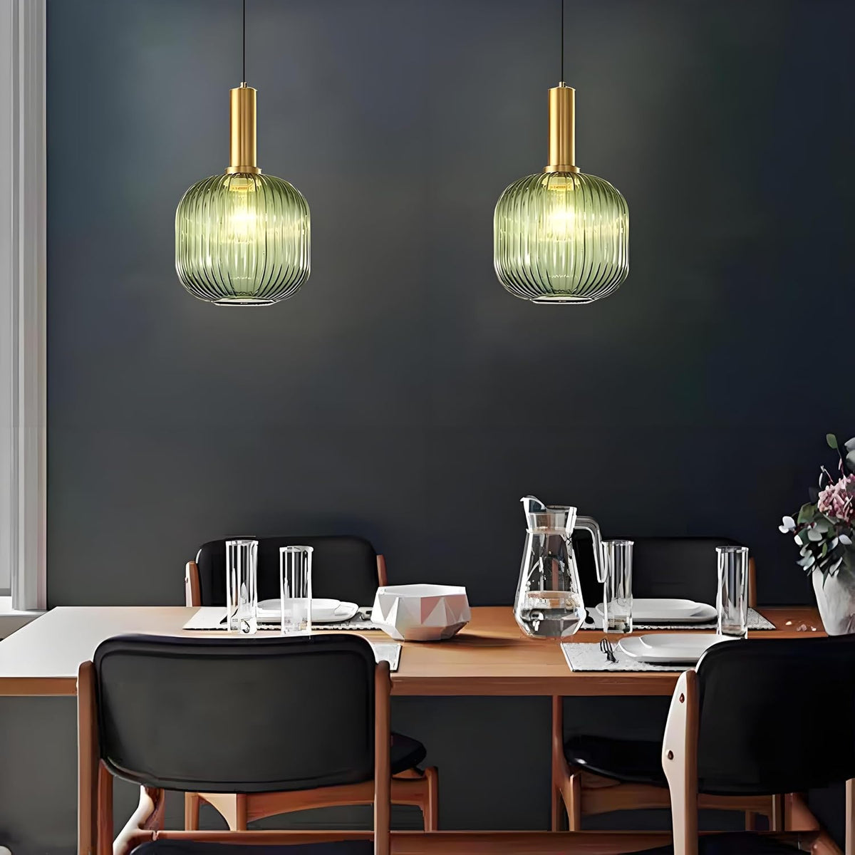 Modern Green Glass Plug‑in Pendant Light