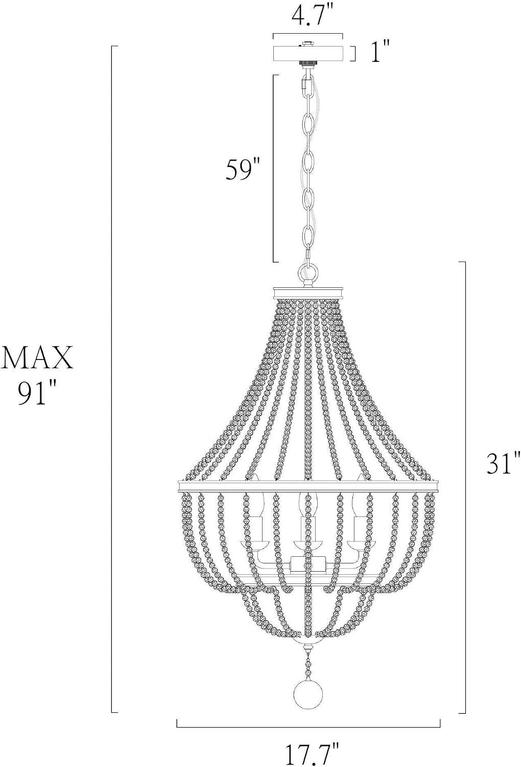 Boho Crystal Beaded Empire Chandelier Light