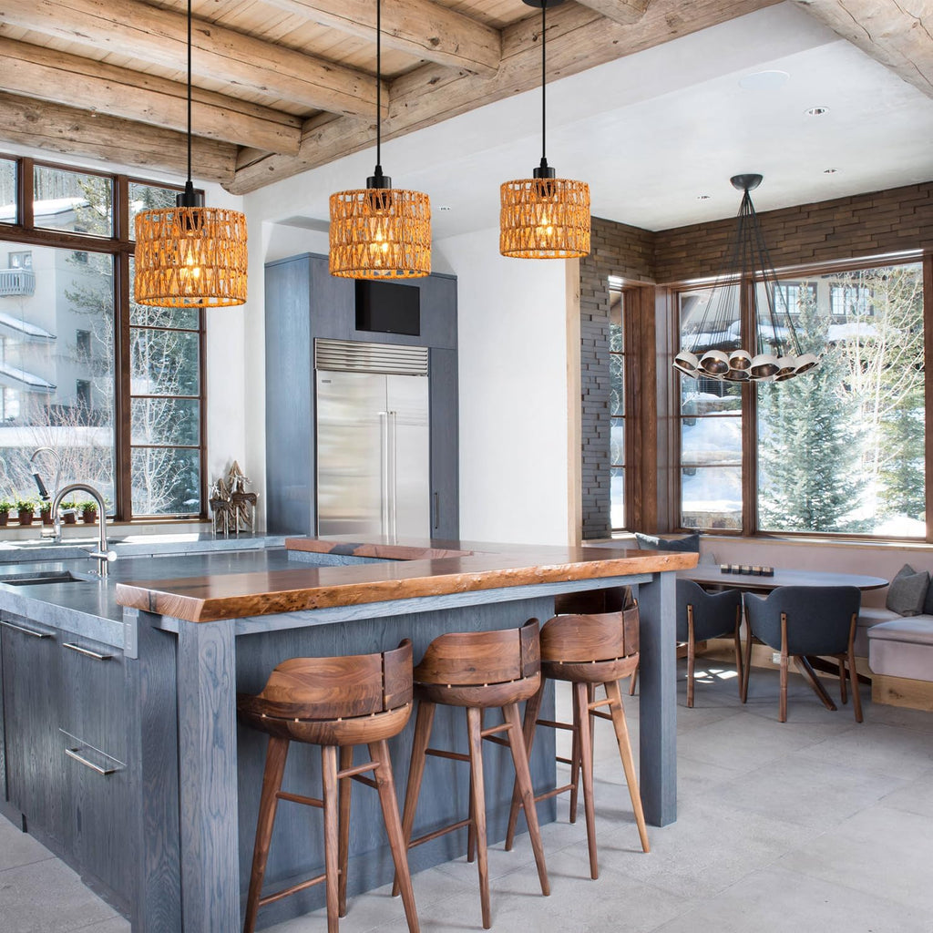 Boho Rattan Woven Pendant Ceiling Light