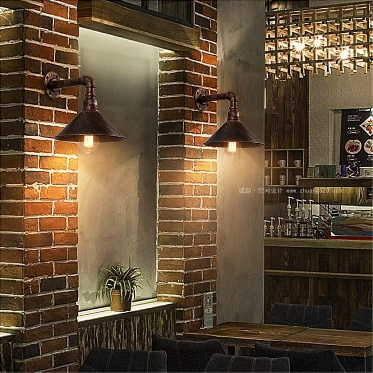 Industrial Pipe Outdoor Wall Sconce Lamp Light