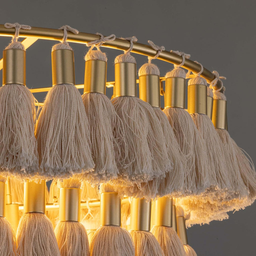 Boho Gold Fringe Chandelier Ceiling Light